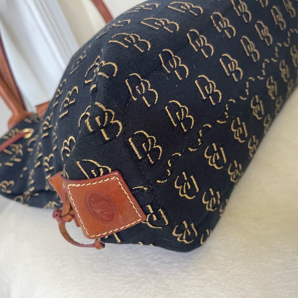 Dooney & Bourke Blue Monogram Tote with Brown Leather Trim - Picture 10 of 13